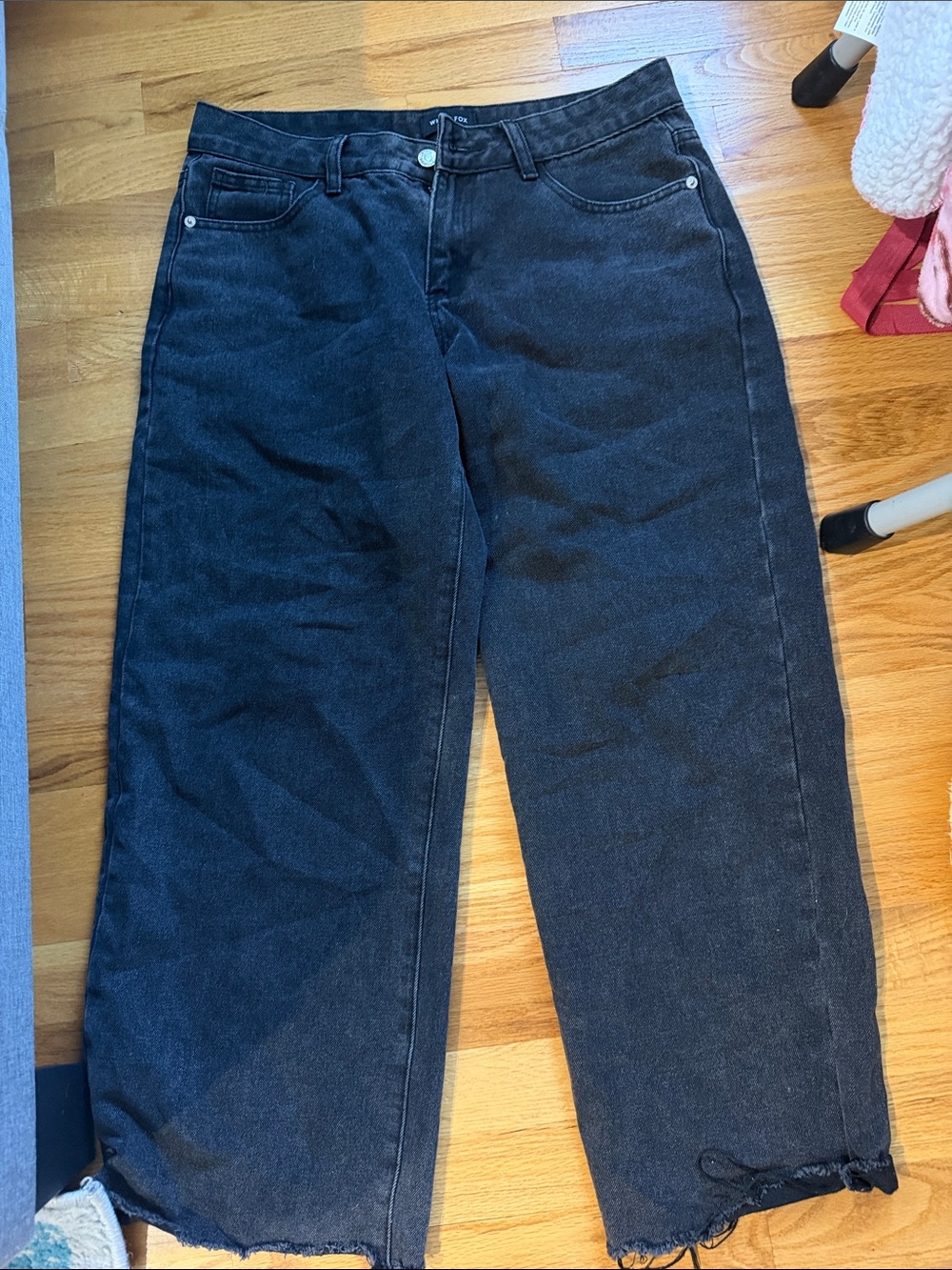 white fox Black Wide-Leg low rise Jeans